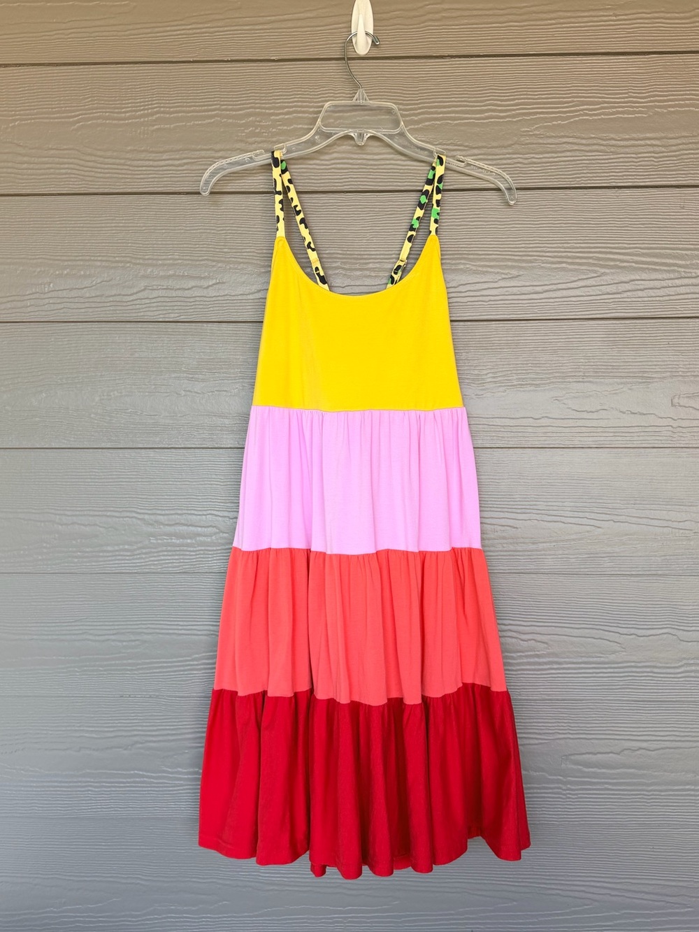 Marie Nicole Colorblock Tiered Sundress - Yellow, Pink & Red Size Medium
